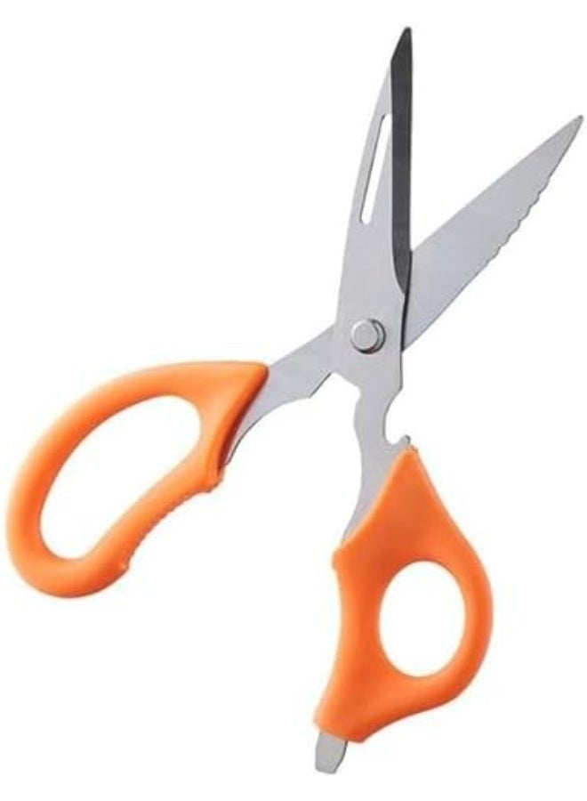 Multi-Purpose Stainless Steel Scissors with Orange Comfort Grip Handles